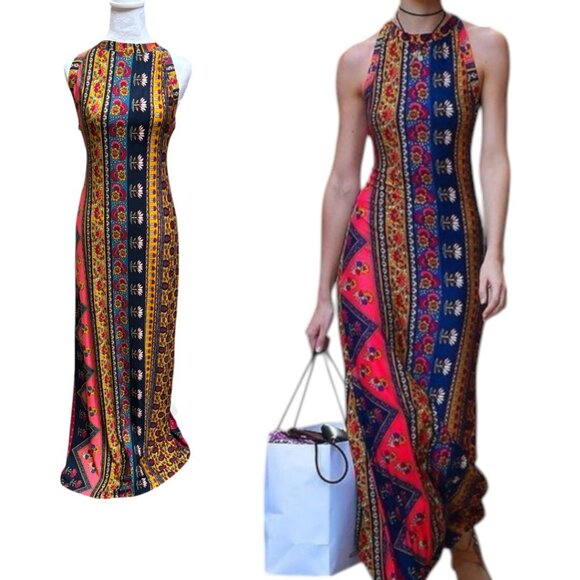 FREE PEOPLE NOVELLA ROYALE MIDNIGHT RAMBLER MAXI DRESS MEDIUM EUC - Picture 2 of 5